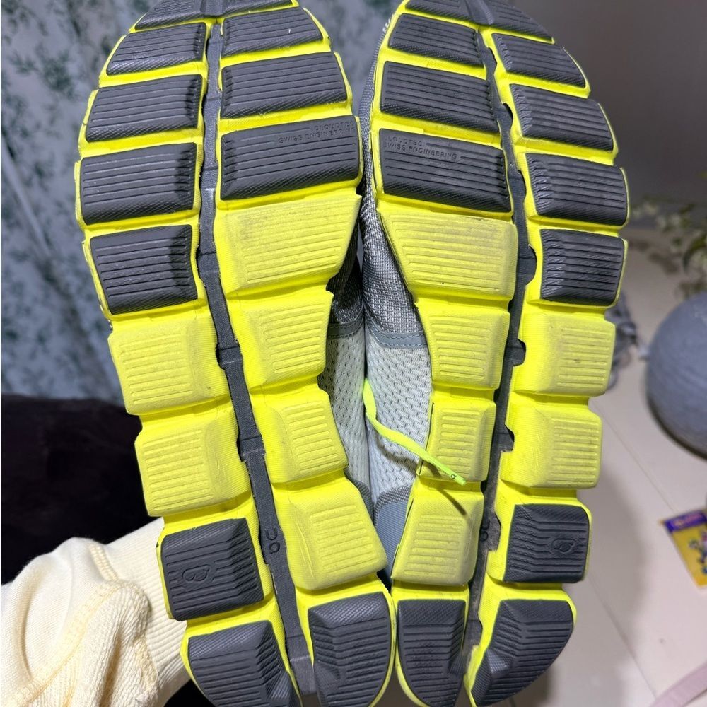 On cloud Men's Athletic Shoes in Gray and Neon Green - Picture 7 of 10